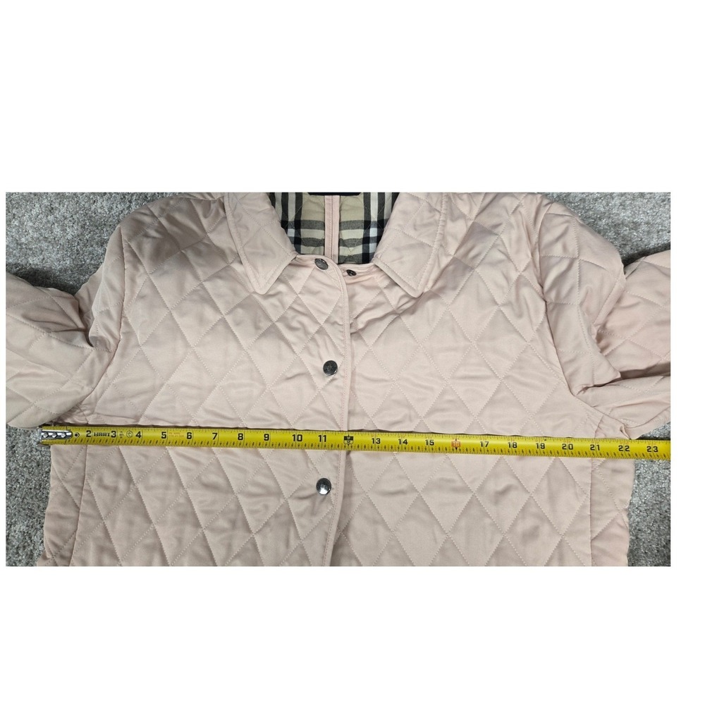 Burberry London Pink Quilted Jacket Nova Check Lining Made in England Womens L - Picture 9 of 16